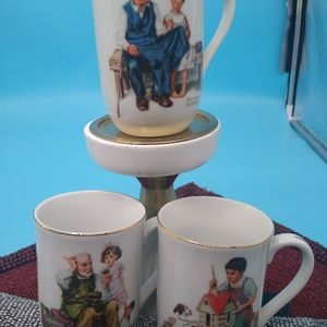 Vintage Norman Rockwell Coffee Cups Mugs Set of 3